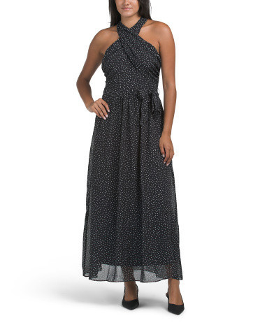 Polka Dot Halter Maxi Dress For Women, Polyester | TJ Maxx