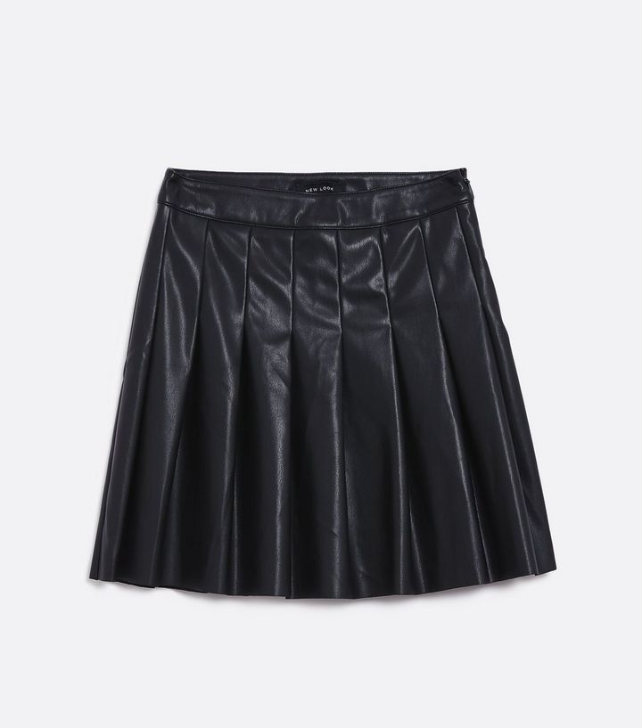 Black Leather-Look Mini Tennis Skirt
						
						Add to Saved Items
						Remove from Saved Item... | New Look (UK)