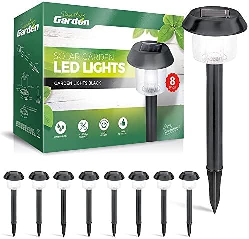 Signature Garden 8 Pack Solar Garden Lights - Super-Bright 15 Lumens; Makes Garden Pathways & Flo... | Amazon (US)