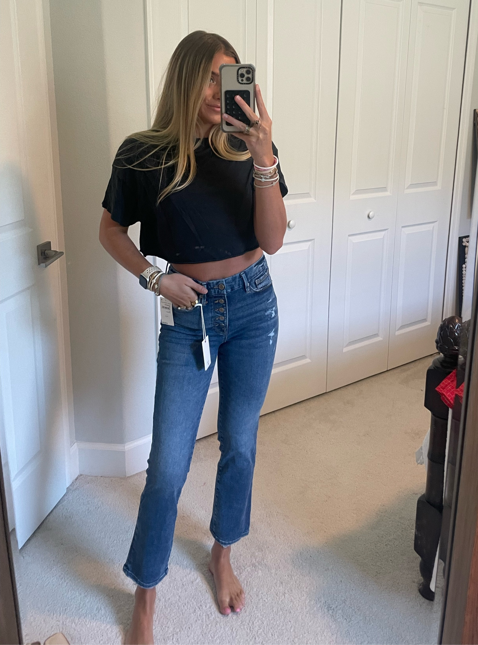 Good American fits everyone denim jeans. Forever 21 black cropped Tshirt. #ootd #outfit #outfitinspo #fashion #fashionblogger #microinfluencer #discover #trending #fyp #explorepage #aesthetic #viral #ltku #college #sorority #summerfashion #flblogger #summerstyle #lookbook #outfitideas #currentlywearing #styleinspo #fashionstyle #outfitinspiration #petitefashion #instastyle #cuteoutfit 

#LTKFind #LTKstyletip #LTKunder100