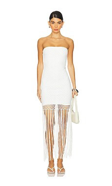 PQ Vanessa Strapless Fringe Dress in White from Revolve.com | Revolve Clothing (Global)