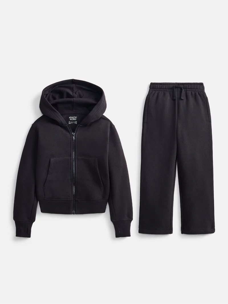Athletic Works Boys Fleece Zip Hoodie and Sweatpants Set, 2 Piece, Sizes 4-18 & Husky | Walmart (US)