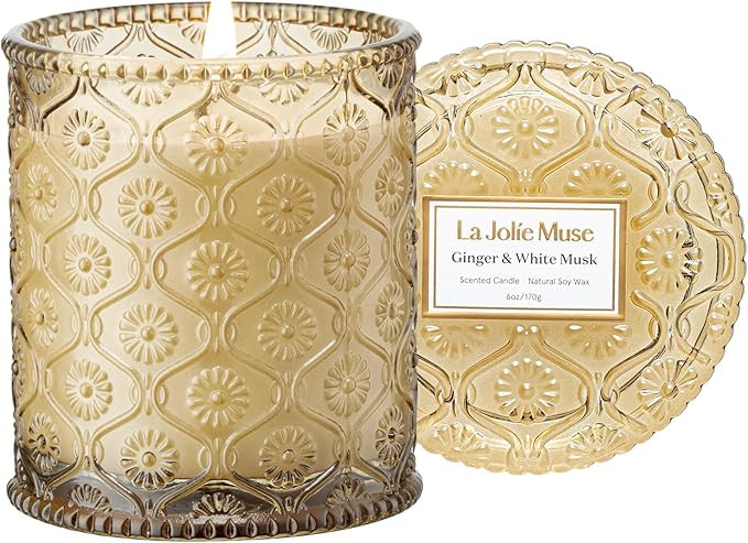 LA JOLIE MUSE Ginger & White Musk Scented Candles, Christmas Candles for Home Scented, Luxury Can... | Amazon (US)
