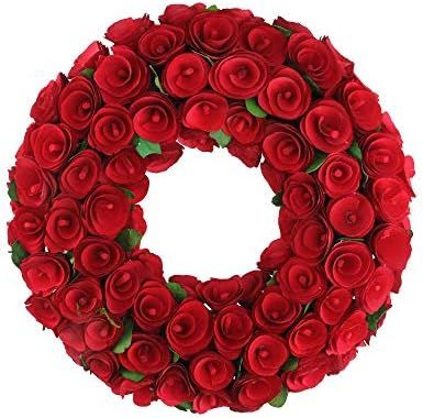 Northlight Red Wooden Rose Floral Artificial Valentine's Day Wreath - 12 inches Unlit | Amazon (US)