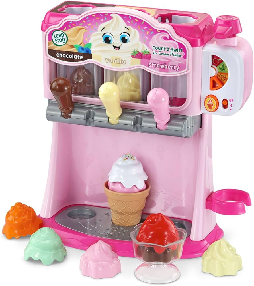 LeapFrog Count and Swirl Ice Cream Maker Playset for Kids Ages 2 Years and up, Pink | Amazon (US)