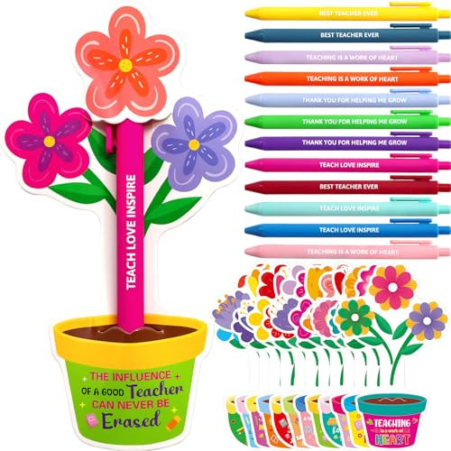 Fancy Land 12 Pack Teacher Appreciation Pens Thank You Ballpoint Pens with Cards Teacher Appreciation Gifts in Bulk for School Office Supplies | Amazon (US)