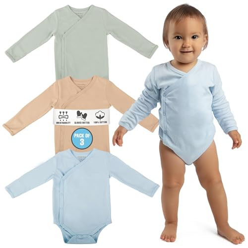 EZDORABLE Baby Onesies – Pack of 3 Soft & Breathable Long Sleeves Bodysuits for Newborns, Unisex with Mitten Cuffs, Nickel-Free Snaps – Comfortable Baby Clothes for Boys & Girls (0-3 Month) | Amazon (US)
