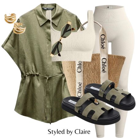 The khaki obsession continues🧚🏼
Tags: oversized tie waist shirt, cream crop top leggings, Chloe raffia straw tote bag, Steve Madden sandals, Celine sunglasses, gold earrings. Fashion spring primavera inspo outfit ideas for casual city break airport outfit summer H&M zara everyday style chic

#LTKitbag #LTKshoecrush #LTKstyletip