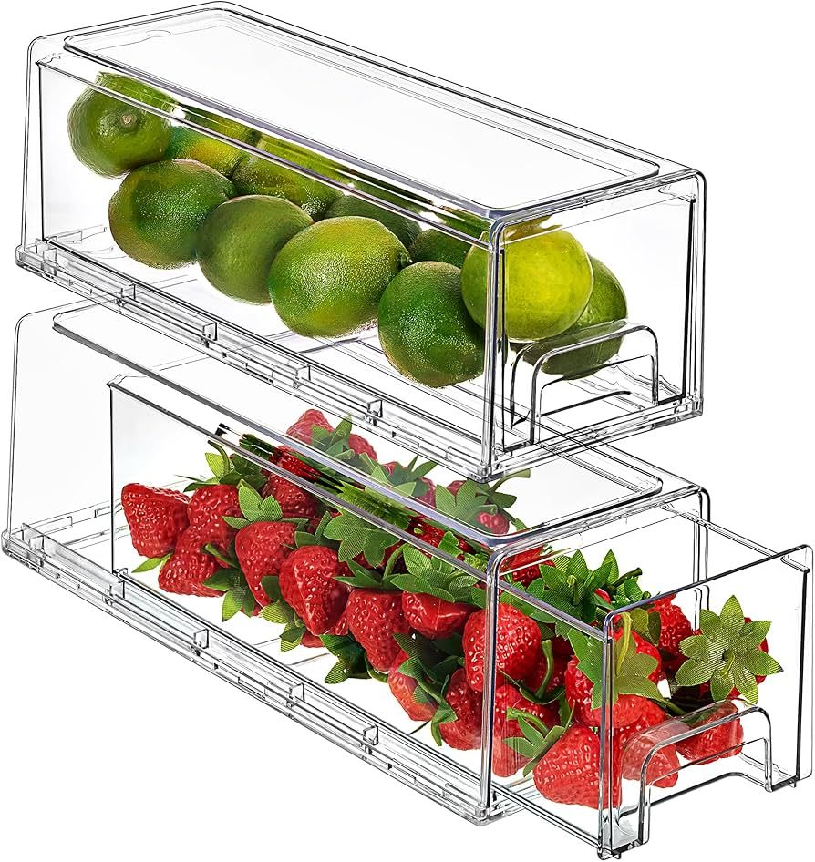 Sorbus Fridge Drawers, Clear Stackable Pull Out Refrigerator Organizer Bins - Food Storage Contai... | Amazon (US)