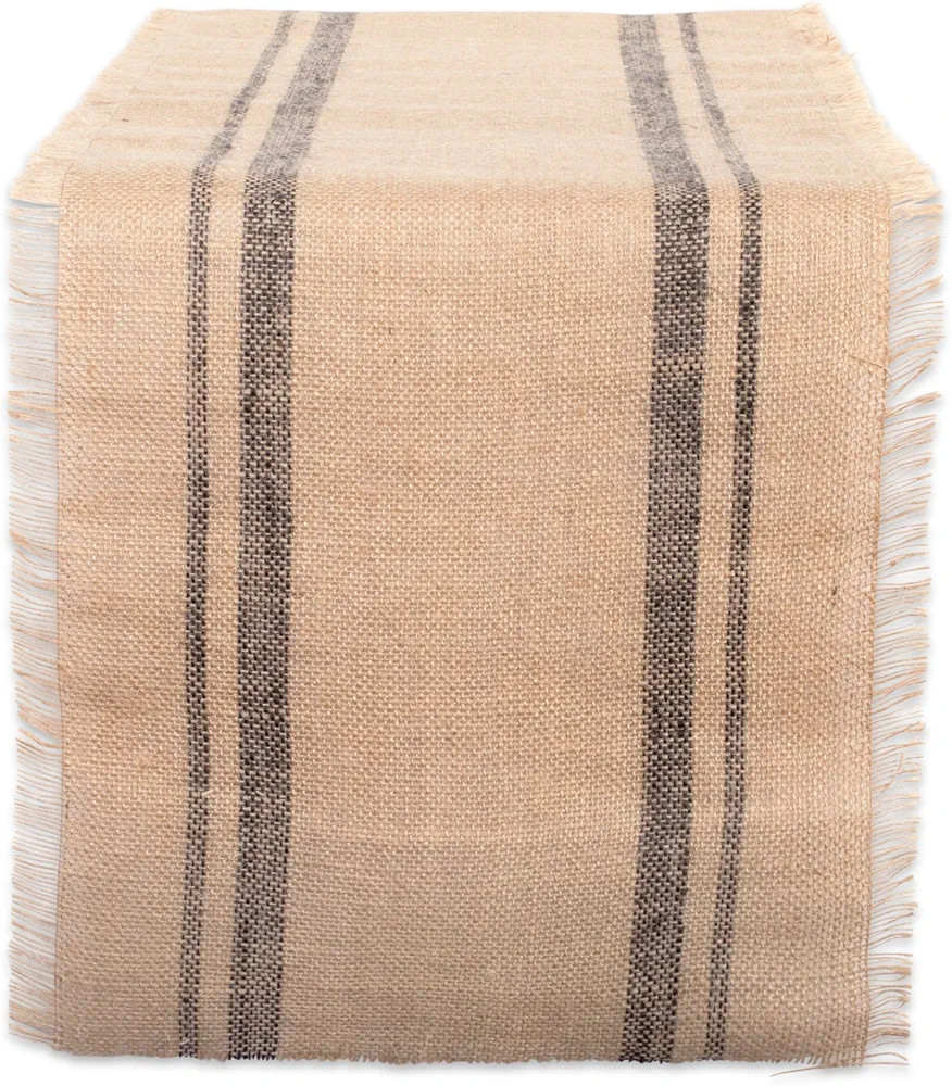DII Jute Burlap Collection Kitchen Tabletop, Table Runner, 14x72, Double Border Gray | Amazon (US)