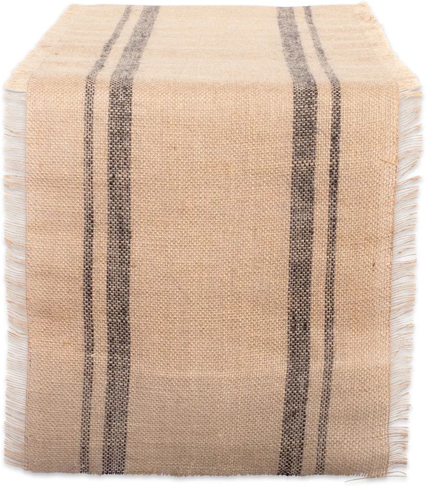 DII Jute Burlap Collection Kitchen Tabletop, Table Runner, 14x72, Double Border Gray | Amazon (US)