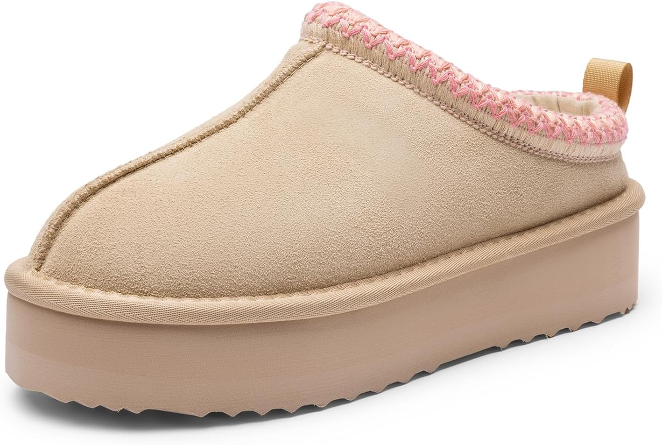 DREAM PAIRS Women's Slippers for Women Genuine Suede Platform Slip-on Warm Slippers Winter Fluffy... | Amazon (US)