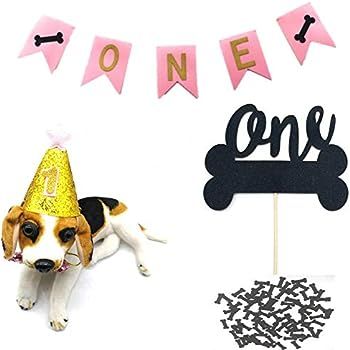 HEMARTY Dogs Birthday Hats Head Wear Dog Print Banner Cake Topper Confetti for Pets 1st Birthday ... | Amazon (US)