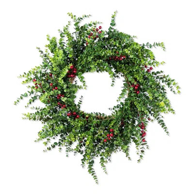 Leyon 28"D Christmas Greenery PE Dripping Eucalyptus Wreath with Red Berries | Wayfair North America