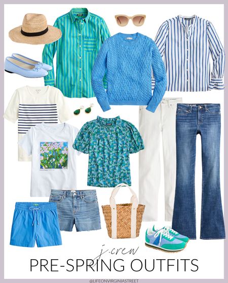 Cute new pre-spring outfit arrivals from J. Crew! Loving this colorful blue and green sweater, striped tee, ruffle sleeve blouse, colorful tee, floral top, jean shorts, straw hat, beach tote, ballet flats, colorful sneakers, and board shorts!
.
#ltksalealert #ltkunder50 #ltkunder100 #ltkstyletip #ltktravel #ltkswim #ltkseasonal #ltkitbag #ltkhome #ltkcurves #ltkworkwear #ltkgiftguide #ltkfind beach outfits, vacation outfit ideas, resort wear

#LTKunder100 #LTKsalealert #LTKSeasonal