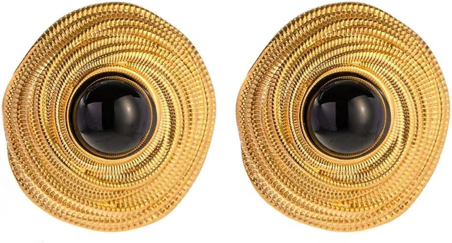 Gold & Black Vintage Stud Statement Earrings House Of Hunter | Amazon (US)