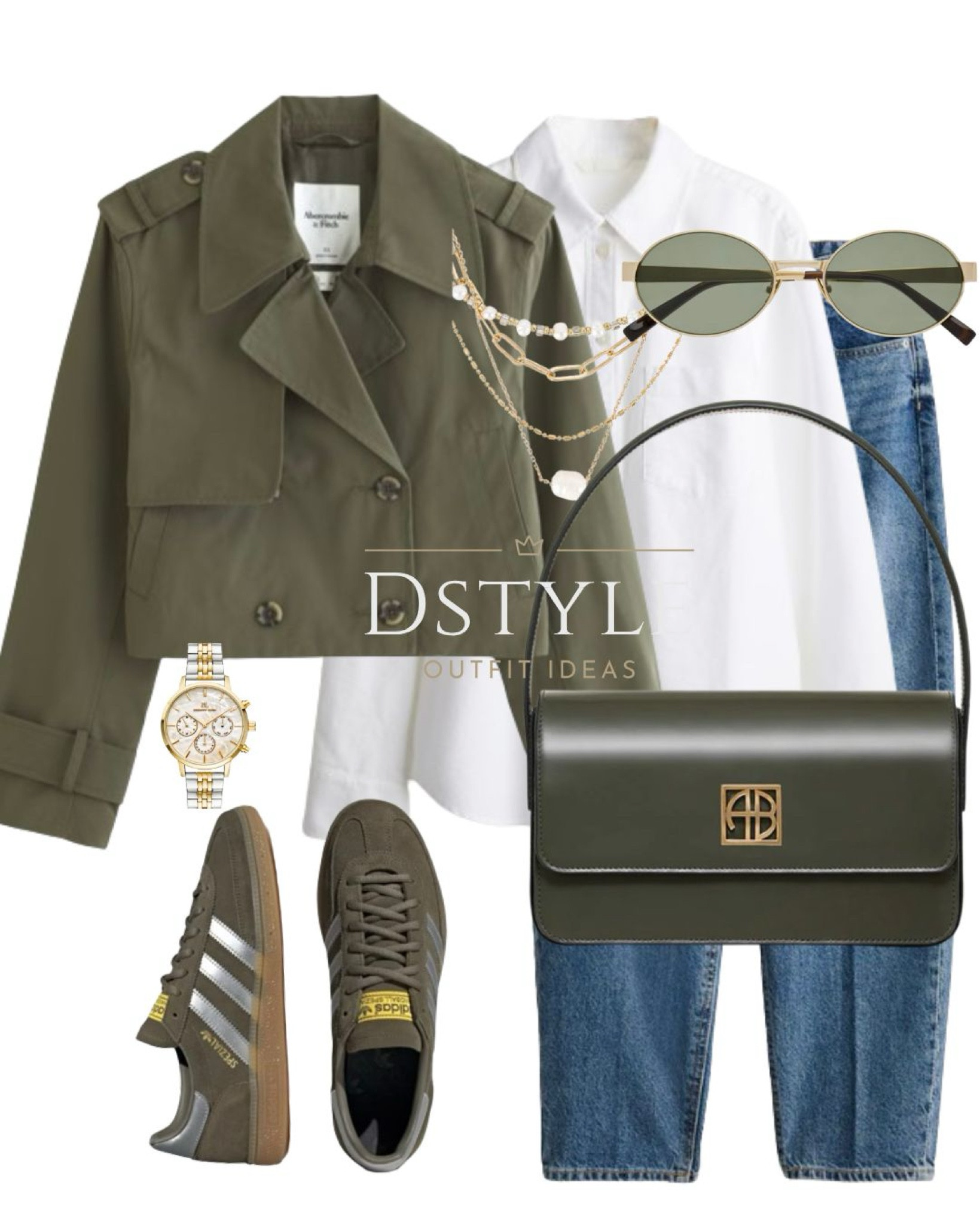 Forest green cropped trench coat, white shirt, tapered jeans, dusty green shoulder bag, olive green Adidas Spezial sneakers/trainers, YSL sunglasses (gold & green)
spring outfit, late winter outfit, work wear 

 

#LTKSeasonal #LTKStyleTip #LTKWorkwear