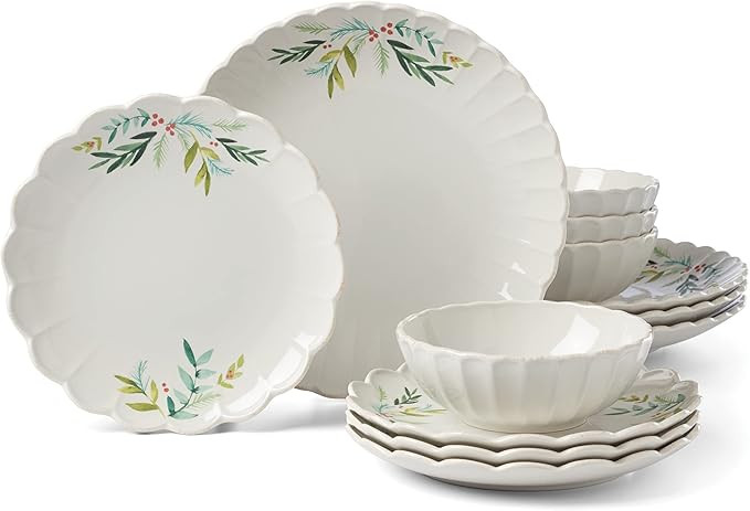 Lenox French Perle Scallop Holly 12Pc Set, 17.64, White | Amazon (US)