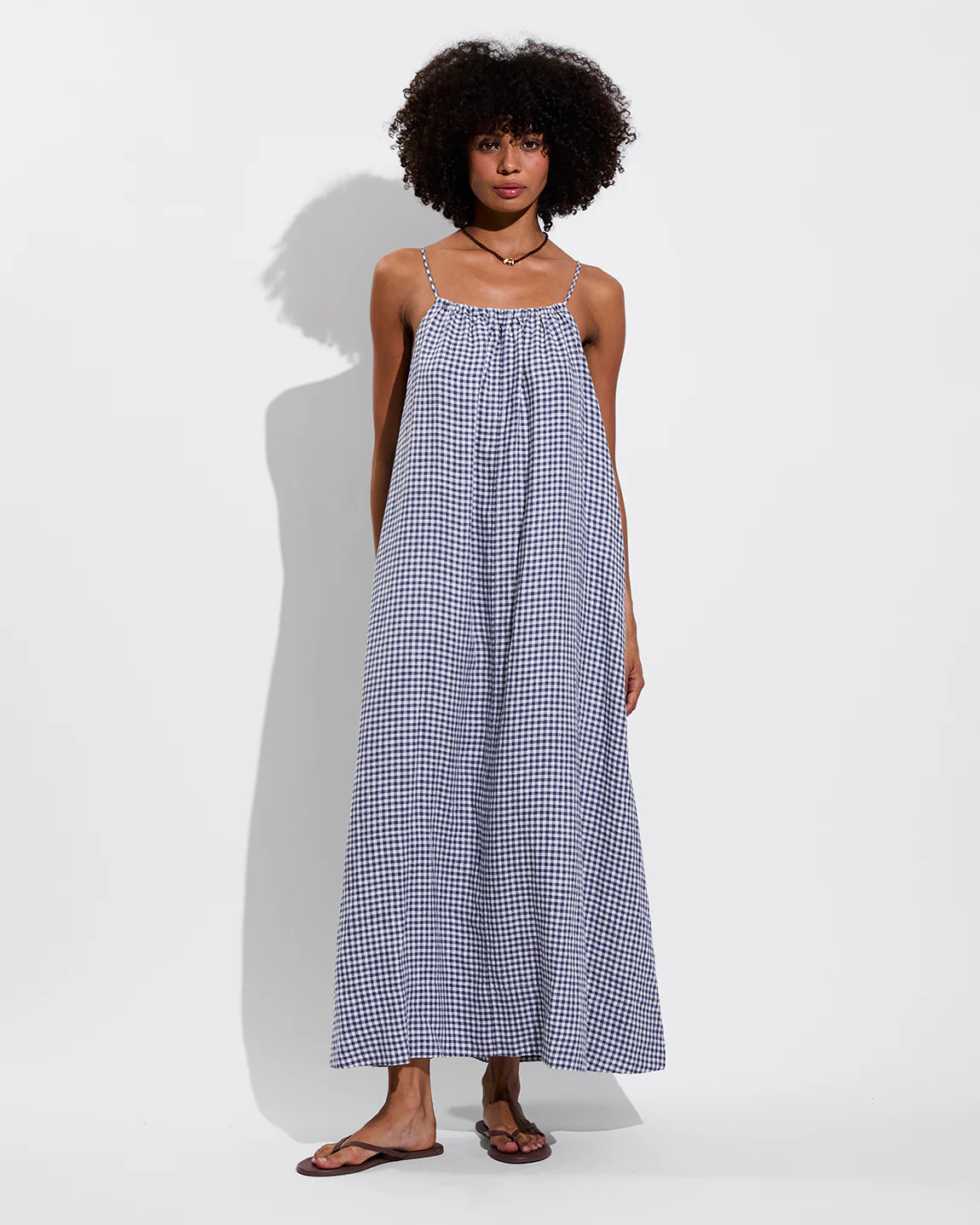 Leisure Maxi Dress - Gingham: Varsity / Coconut | Left on Friday