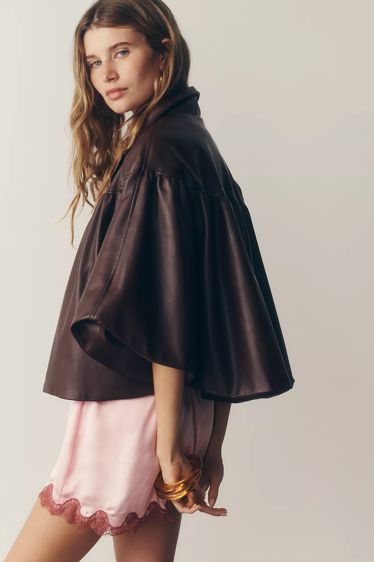 By Anthropologie Faux-Leather Funnel-Neck Jacket | Anthropologie (US)