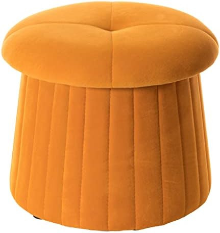 Fabulaxe Modern Tufted Velvet Mushroom Shape Storage Ottoman Storage Stool Trunk, Mustard Yellow | Amazon (US)