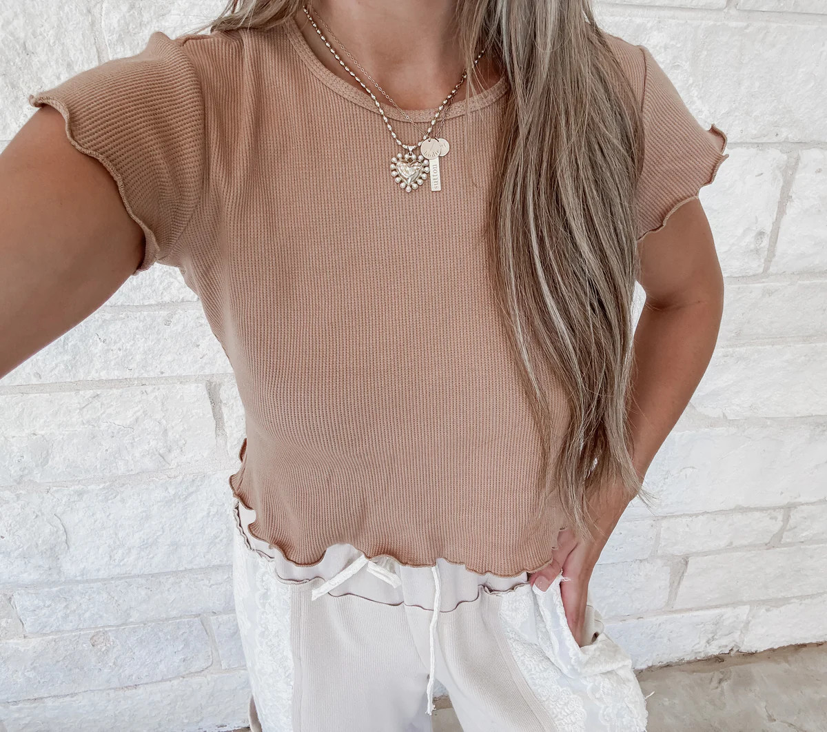 Peyton Waffle Top - Chai Tea | CK Squared Boutique