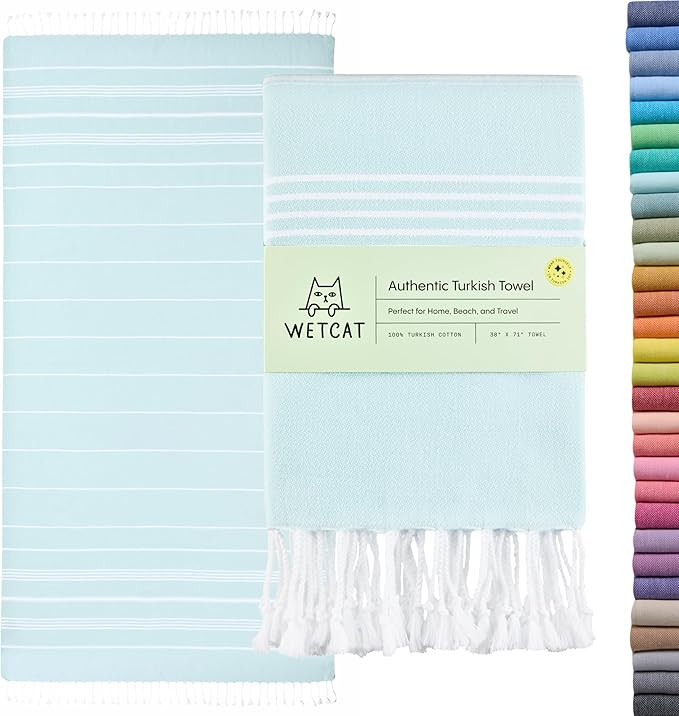 WETCAT Turkish Beach Towel Oversized (38"x71") 100% Turkish Cotton, Made in Turkey - Sand Free, E... | Amazon (US)