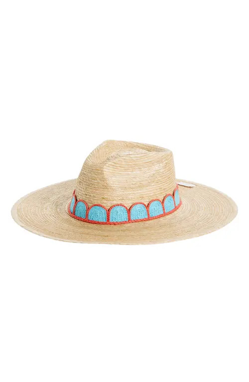 Sunshine Tienda Gloria Palm Straw Hat in Natural/Turquoise at Nordstrom, Size Medium | Nordstrom