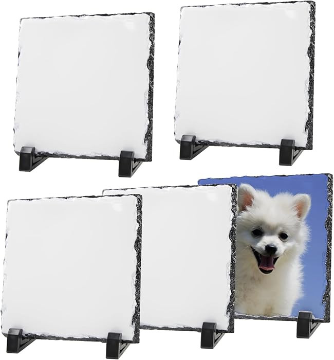 ORJ 5 Pack Sublimation Slate Blanks Custom Stone Slate Picture Frame Heat Transfer Rock Photo Pla... | Amazon (US)