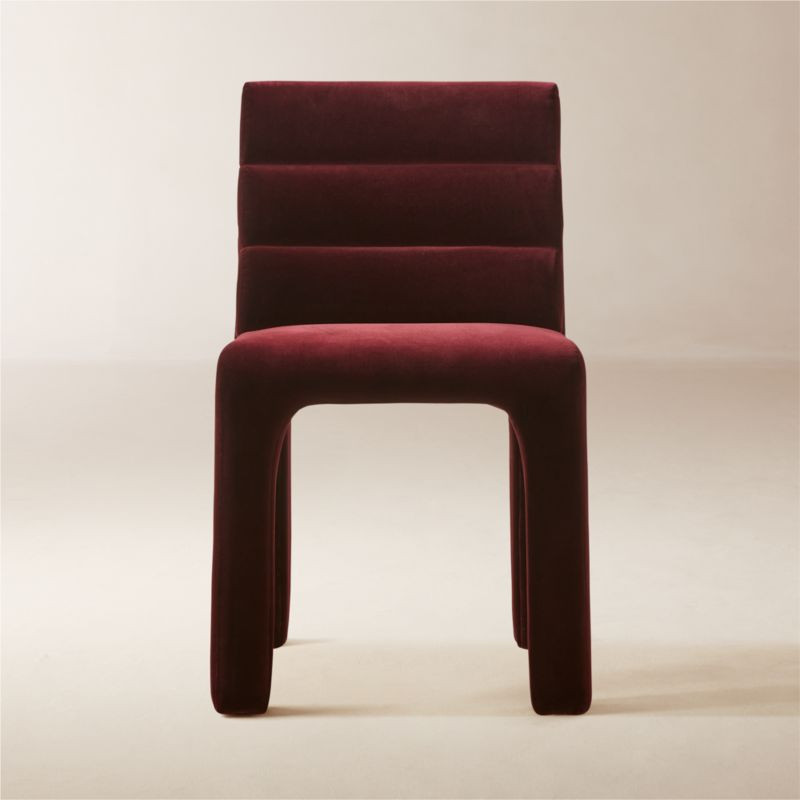 Castell Channeled Burgundy Upholstered Dining Chair + Reviews | CB2 | CB2