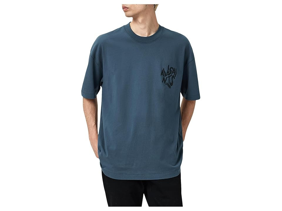 AllSaints Orlando Short Sleeve Crew Men's T Shirt Sunil Blue : LG, Cotton | Zappos
