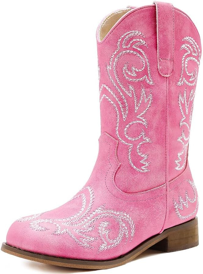 Motasha Cowboy Boots for Girls Boys Kids Cowgirl Riding Boots Square Toe Western Embroidery Mid-C... | Amazon (US)