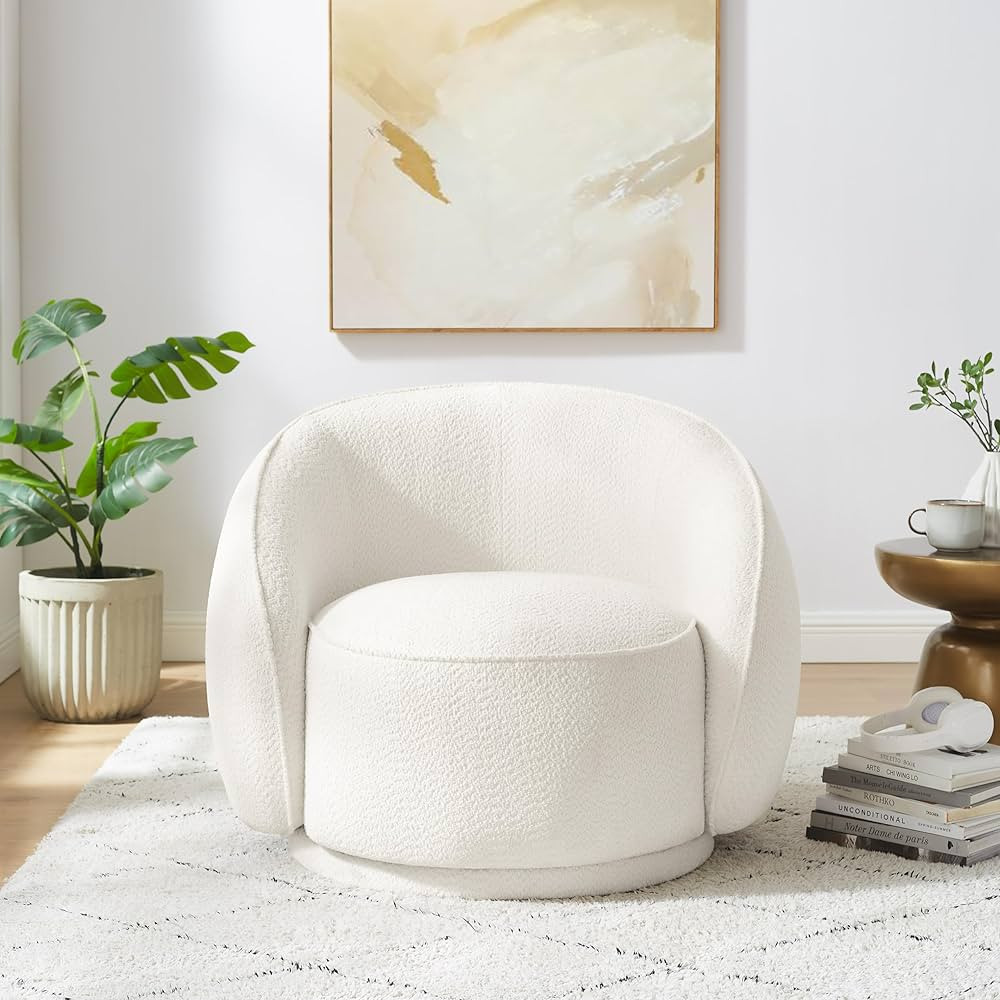 Modern Swivel Accent Chair, Barrel Chair 360° Round Armchair Comfy Single Sofa Chair for Bedroom... | Amazon (US)