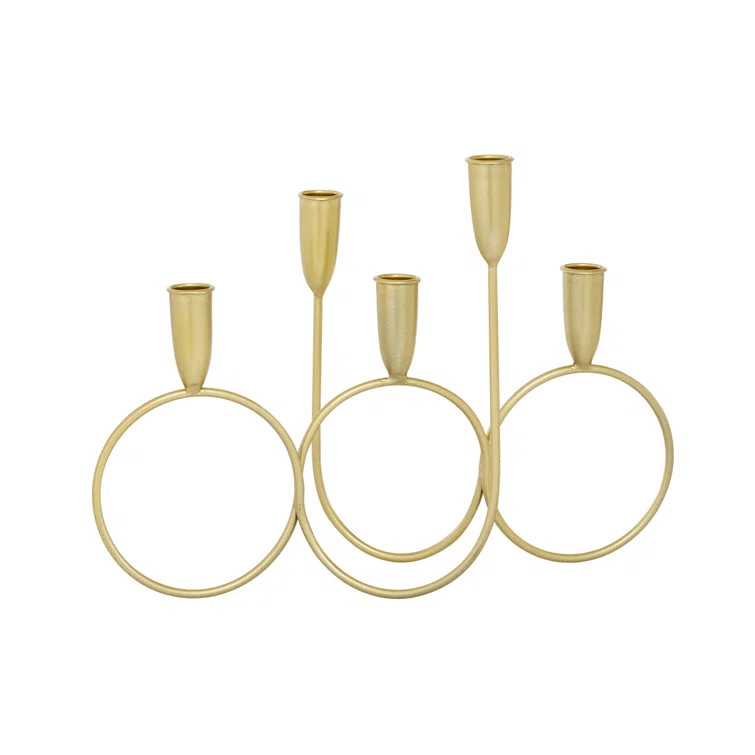 Cosmoliving By Cosmopolitan Gold Metal Contemporary Candelabra, 11 X 15 X 5 | Wayfair North America