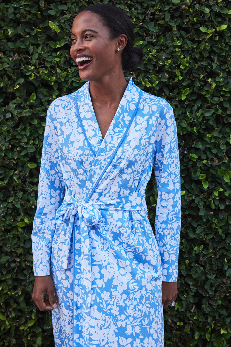 Pima Robe in Sky Floral | Lake Pajamas