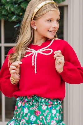 Girls: The Chari Red Bow Sweater | The Mint Julep Boutique