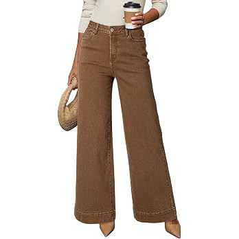 Dokotoo Women's Casual High Waisted Jeans Stretch Wide Leg Loose Denim Pant | Amazon (US)
