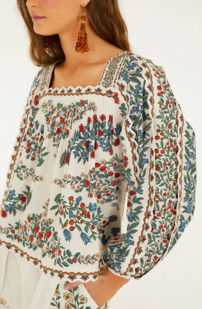 FARM Rio Fruit Beauty Scarf Long Sleeve Top | Nordstrom | Nordstrom