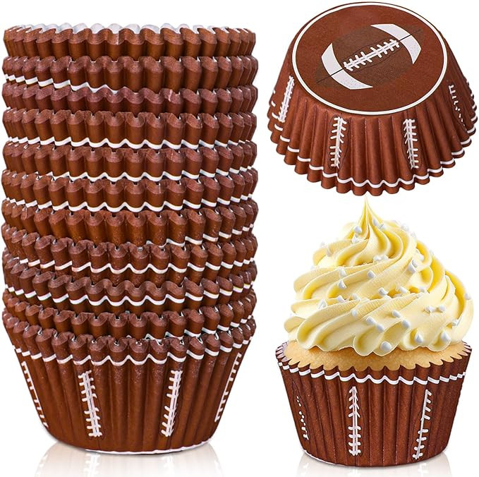Whaline 300Pcs Rugby Football Cupcake Liners Rugby Pattern Cupcake Wrappers Baking Cups Holders S... | Amazon (US)