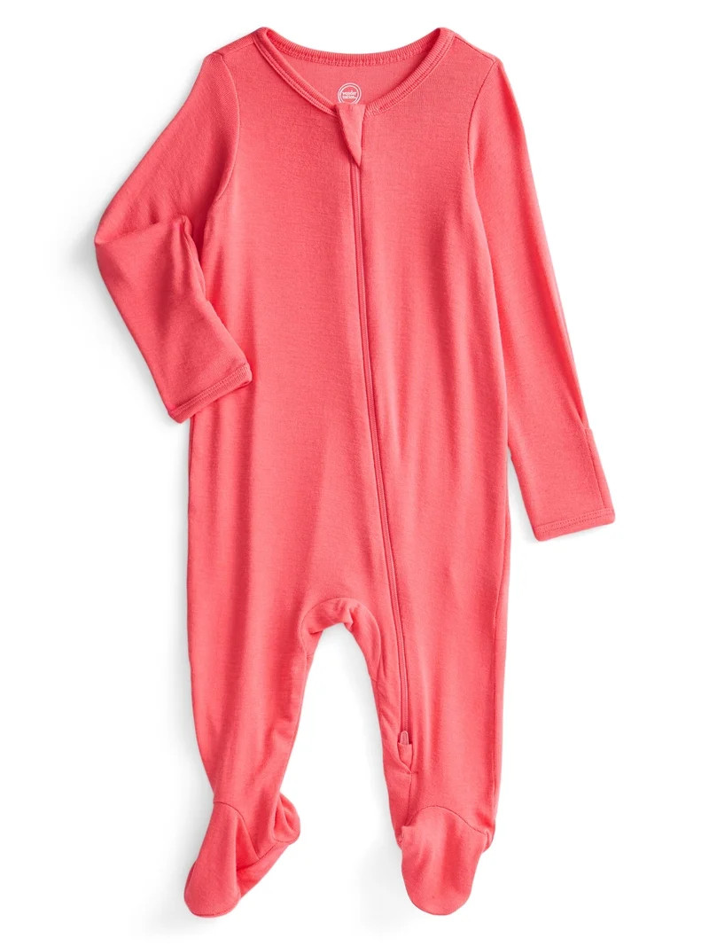 Wonder So Soft Modal by Wonder Nation Gender Neutral Two-Way Zipper Footed Sleep N Play Pajamas, ... | Walmart (US)