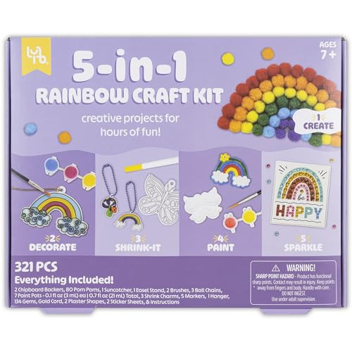 Little Yellow Bicycle: 5-in-1 Rainbow Craft Kit - Multi-Project Colorful-Themed DIY Craft Set, All-in-1, Create-Build-Paint-Discover-Scratch, Kids 7+ | Amazon (US)