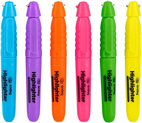 Enday Highlighter Assorted Colors, Mini Colored Highlighters Chisel Tip, Cap with Clip & Keychain... | Amazon (US)
