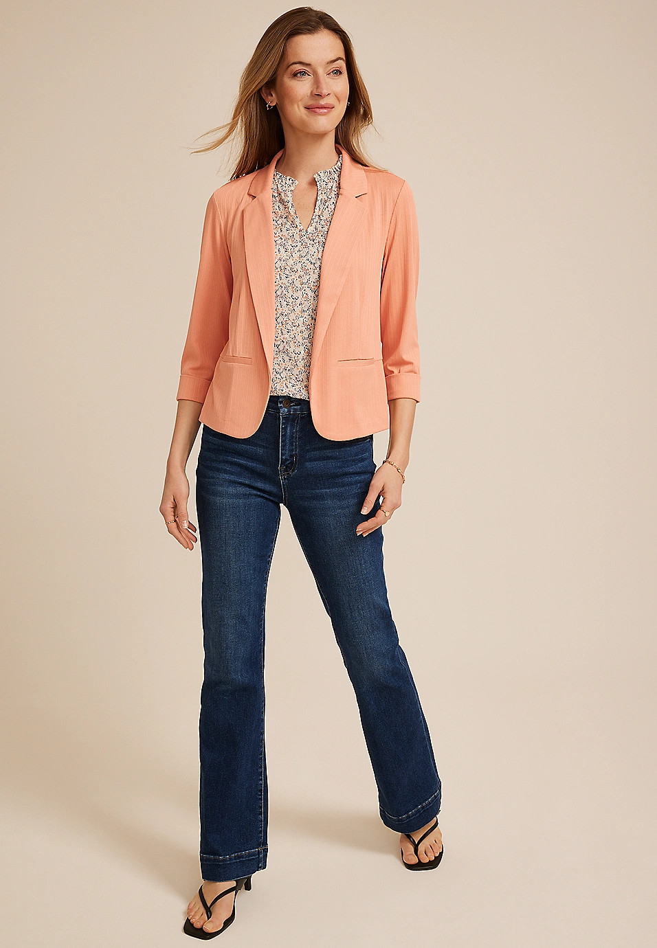 Cropped Textured Versa Blazer | Maurices