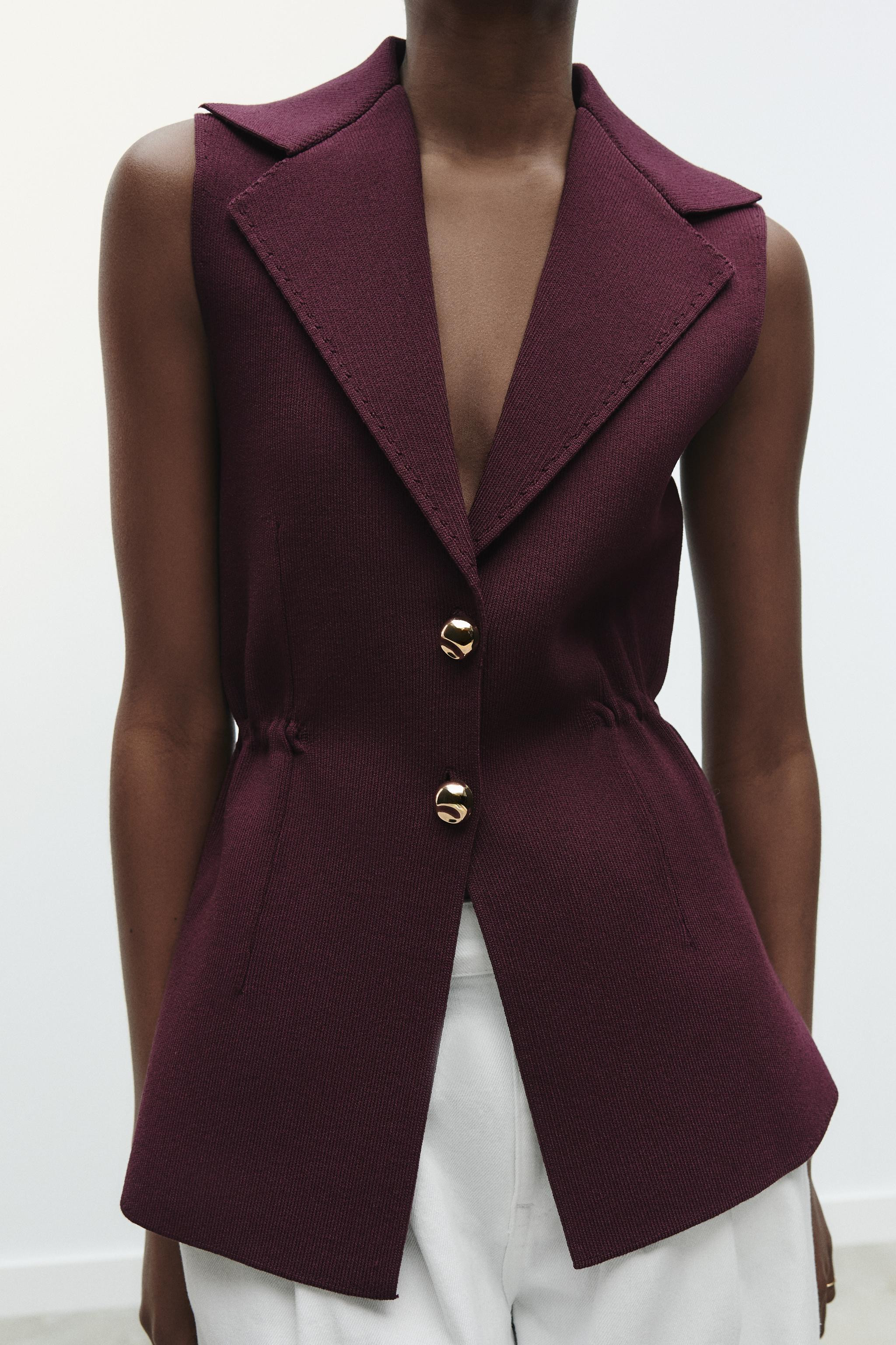 KNIT WAISTCOAT WITH GATHERED WAIST | Zara US