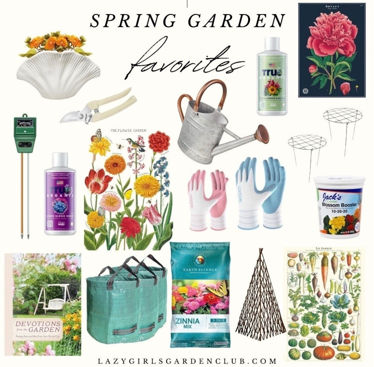 My updated spring gardening favorites list! 🌸


Gardening favorites, lazy gardening, soil ph monitor, gardening can, garden art posters, zinnia seed mix, reusable yard cleanup bags, seashell vase, garden shears, peony cages, gardening gloves, bloom booster fertilizer

#LTKSeasonal #LTKFindsUnder100 #LTKSaleAlert