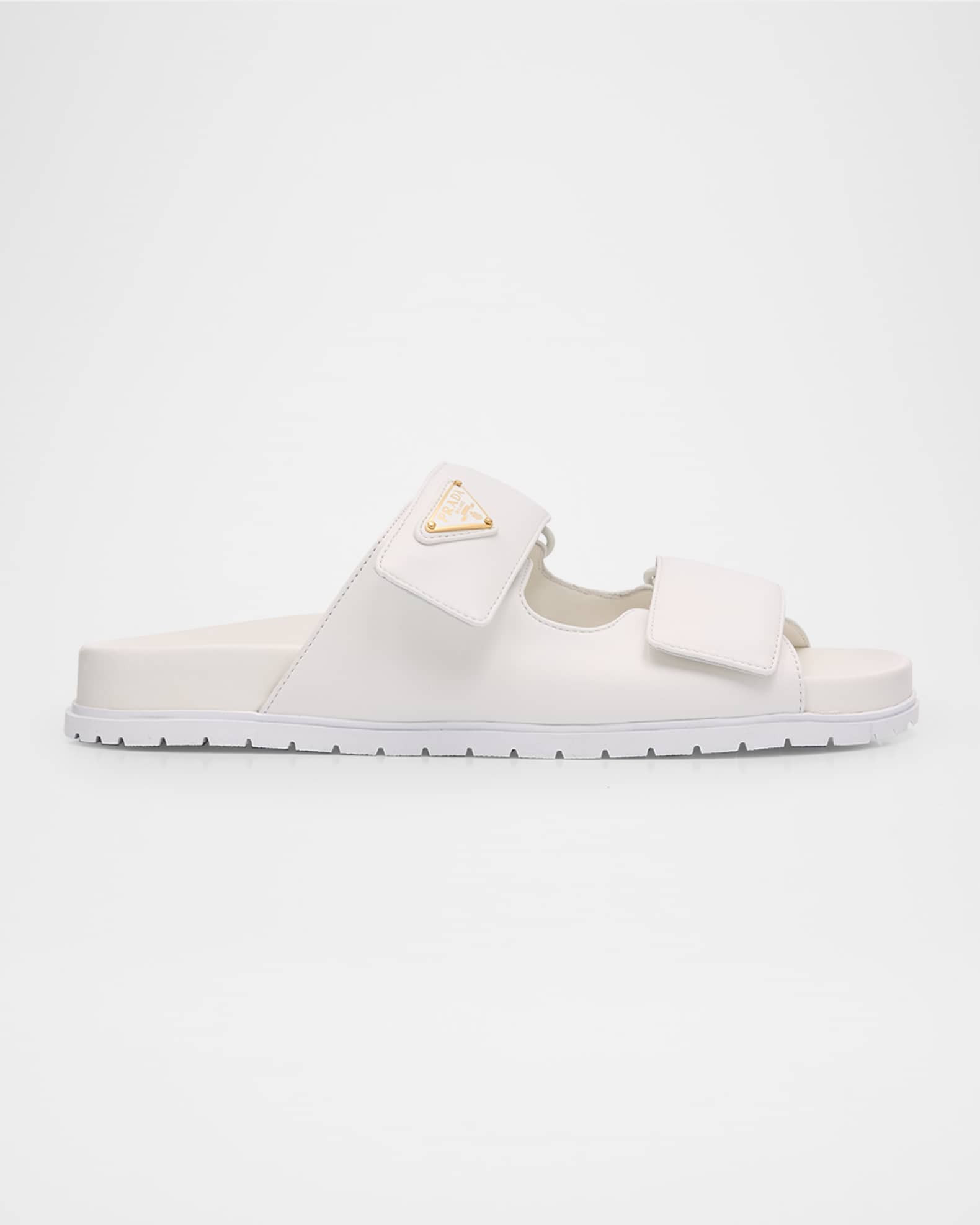 Prada Leather Double-Grip Slide Sandals | Neiman Marcus
