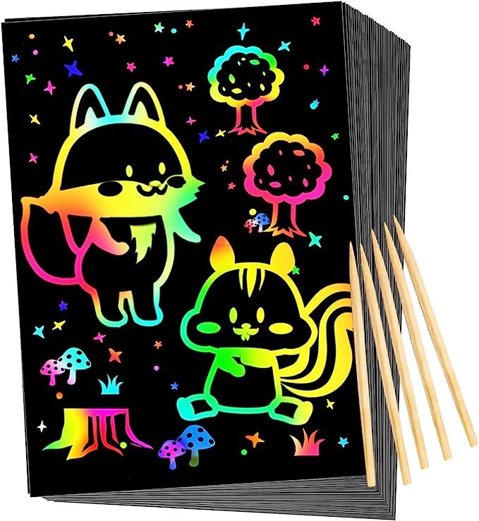 Scratch Rainbow Art for Kids: Magic Scratch Off Paper Children Art Crafts Set Kit Supplies Toys B... | Amazon (US)
