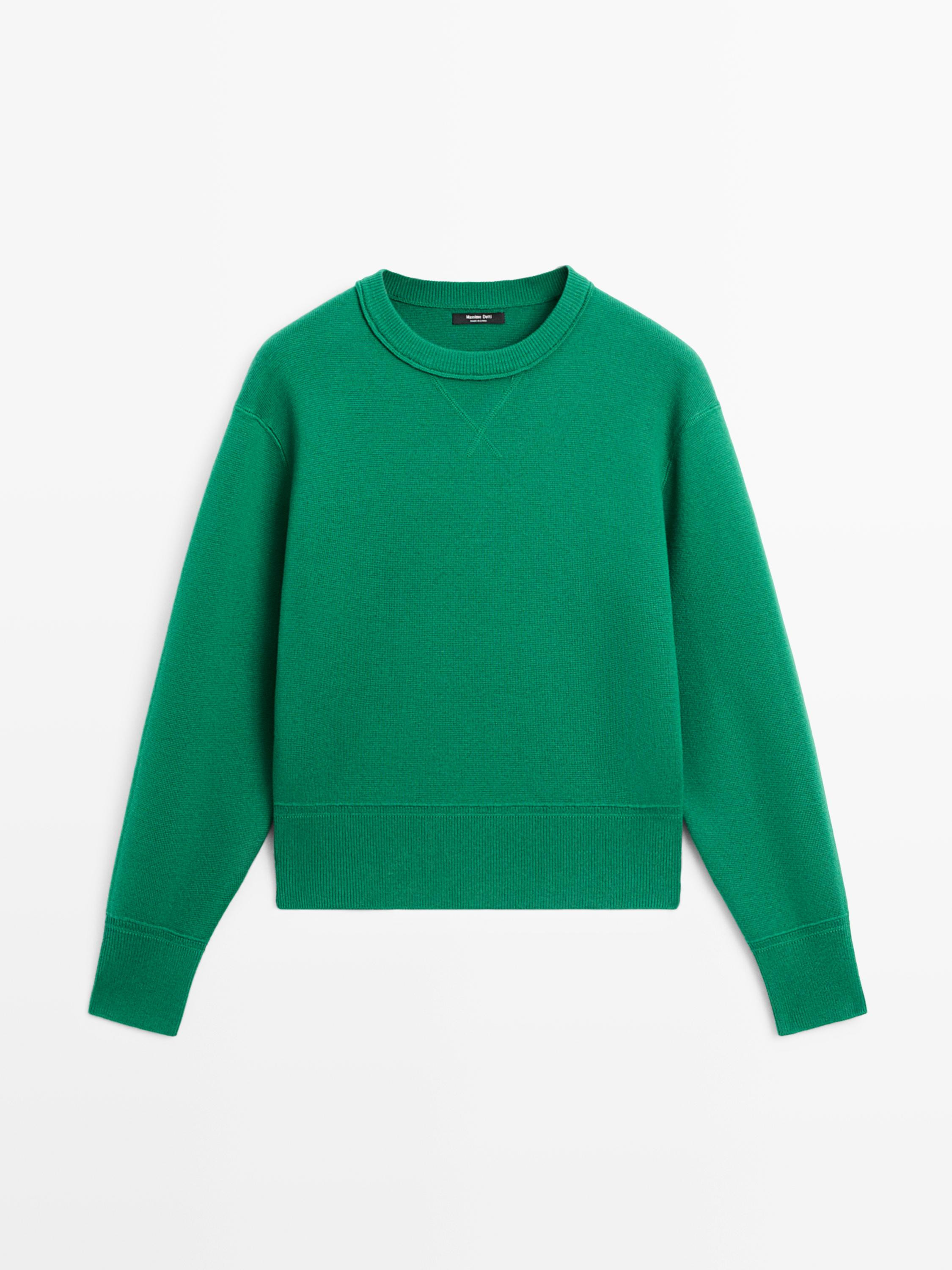 Cotton blend knit sweater | Massimo Dutti UK