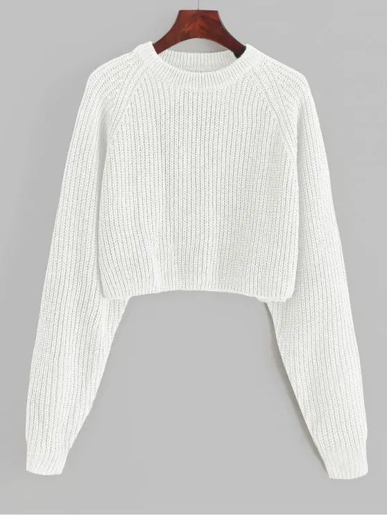 ZAFUL Raglan Sleeve Crop Jumper Sweater   KHAKI ROSE SEA GREEN TIGER ORANGE WHITE | Zaful US