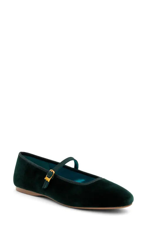 Birdies Hummingbird Mary Jane Flat in Dark Green Velvet at Nordstrom, Size 5 | Nordstrom